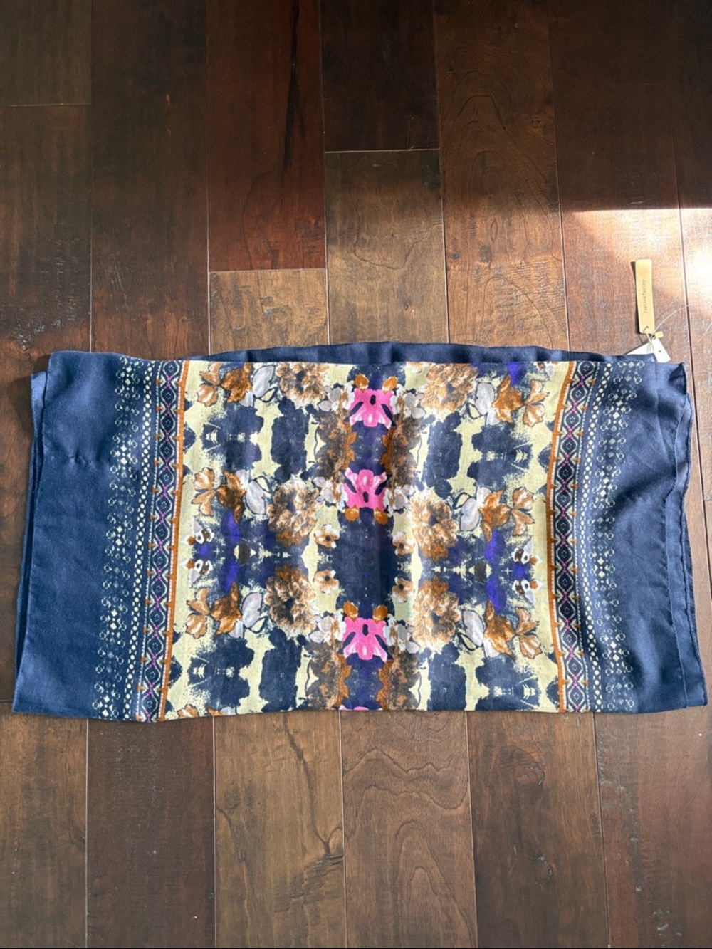 Floral Pattern Navy Infinity Scarf